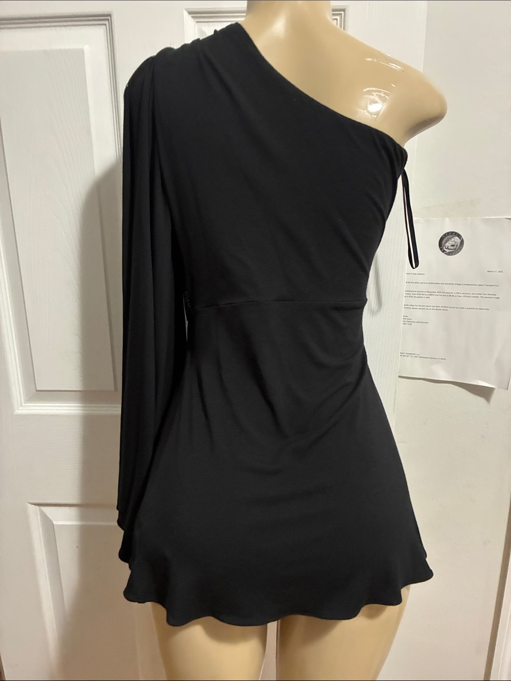 Sky One-Shoulder Black Blouse with Embellished Belt dress - Picture 10 of 17